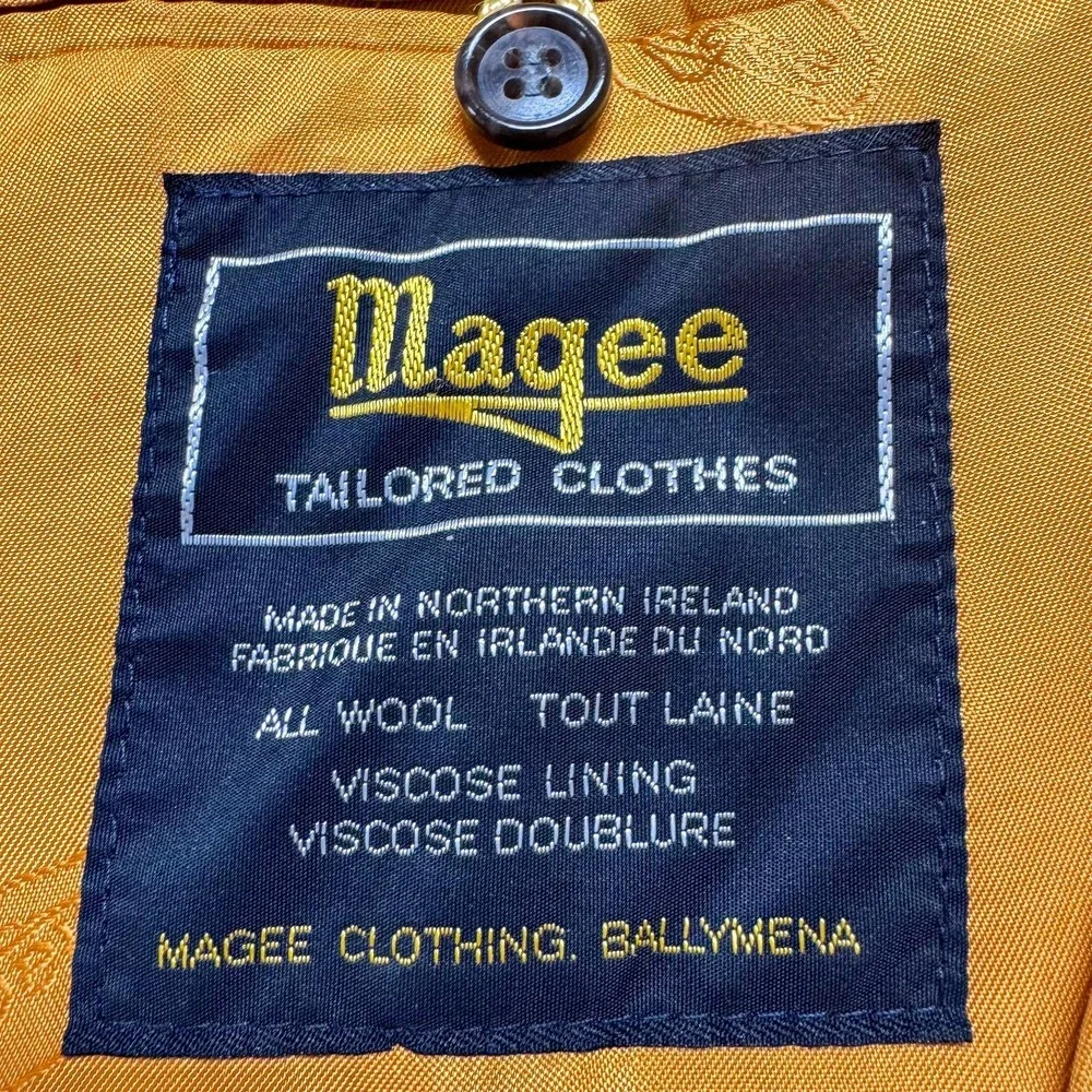 Magee Blazer Men 40 Brown Herringbone Tweed Wool Sport Coat Made Ireland Grandpa